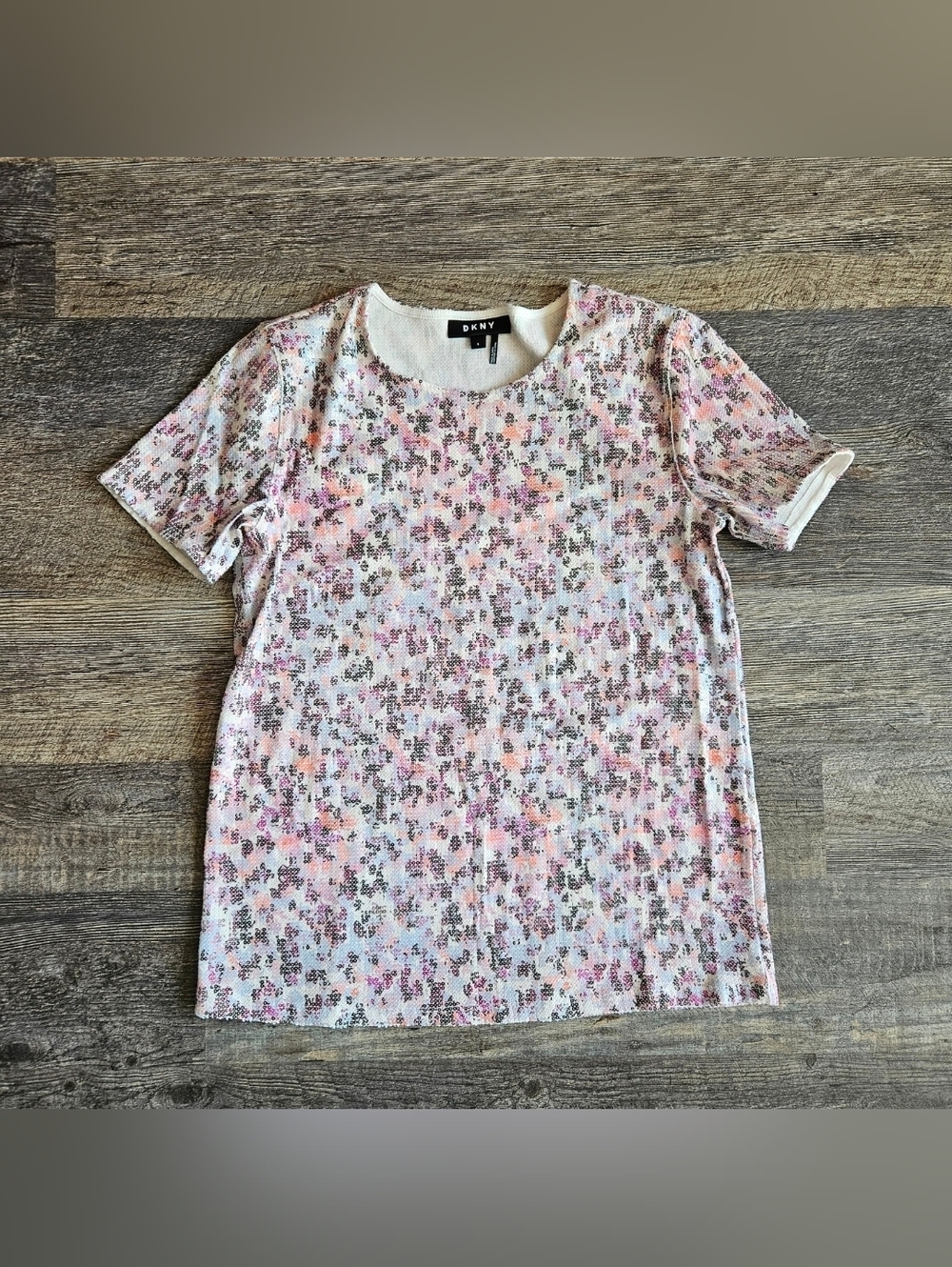 DKNY Sequin Shortsleeve T-Shirt Women Small...NEW